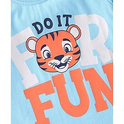 Babyhug 100% Cotton Knit Half Sleeves T-Shirt with Tiger Print - Blue