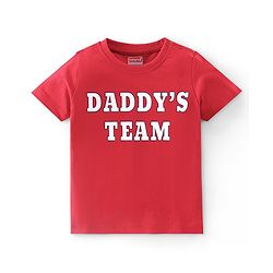 Babyhug Cotton Knit Half Sleeves T-Shirt Text Print - Red