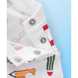 Babyhug Cotton Half Sleeves T-Shirt With Alphabets Graphics - White