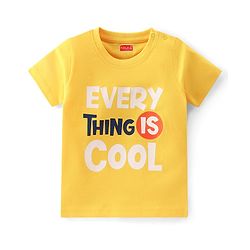 Babyhug 100% Cotton Knit Half Sleeves T-Shirt with Text Print - Yellow