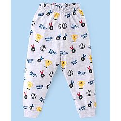 Babyhug Cotton Knit Half Sleeves Night Suit With Teddy Print - Blue & White