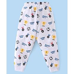 Babyhug Cotton Knit Half Sleeves Night Suit With Teddy Print - Blue & White