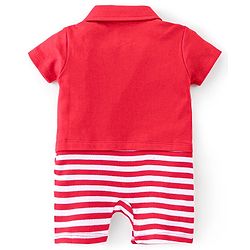 Babyhug 100% Cotton Half Sleeves Romper With Penguin Print - Red
