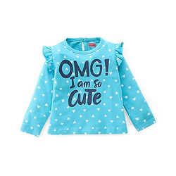 Babyhug Single Jersey Knit Full Sleeves Night Suit Hearts Printed - Blue