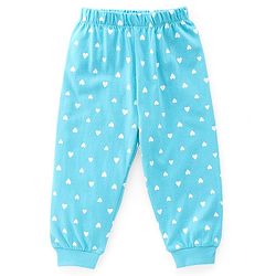 Babyhug Single Jersey Knit Full Sleeves Night Suit Hearts Printed - Blue