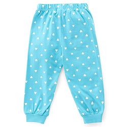 Babyhug Single Jersey Knit Full Sleeves Night Suit Hearts Printed - Blue