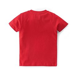 Babyhug Cotton Knit Half Sleeves Night Suit With Panda & Star Print - Red