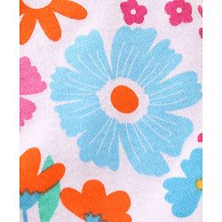 Babyhug 100% Cotton Sleeveless Romper With Floral Print - White Pink & Blue