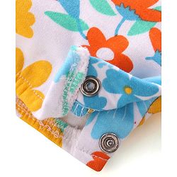 Babyhug 100% Cotton Sleeveless Romper With Floral Print - White Pink & Blue