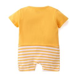 Babyhug 100% Cotton Half Sleeves Romper Animal Print - Yellow