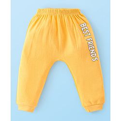 Babyhug 100% Cotton Interlock Knit Half Sleeves Onesies with Leggings Animal Print- Yellow & White