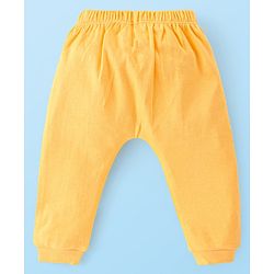 Babyhug 100% Cotton Interlock Knit Half Sleeves Onesies with Leggings Animal Print- Yellow & White