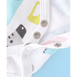 Babyhug 100% Cotton Interlock Knit Half Sleeves Onesies with Leggings Animal Print- Yellow & White