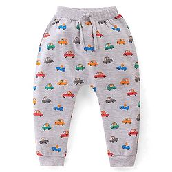 Babyhug Interlock Cotton Knit Full Length Stripes & Cars Print Diaper Pants Pack of 3 - Multicolour
