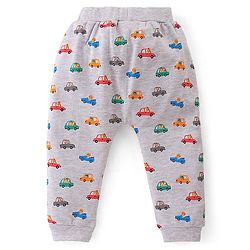 Babyhug Interlock Cotton Knit Full Length Stripes & Cars Print Diaper Pants Pack of 3 - Multicolour