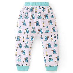 Babyhug Interlock Cotton Knit Full Length Stripes & Dino Print Diaper Pants Pack of 3 - Multicolour
