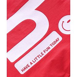 Babyhug 100% Cotton Knit Half Sleeves T-Shirt with Text Graphics - Red