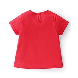 Babyhug 100% Cotton Knit Half Sleeves T-Shirt with Text Graphics - Red