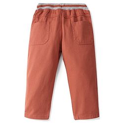 Babyhug Cotton Woven Full Length Trouser Solid Colour with Stretch - Rust