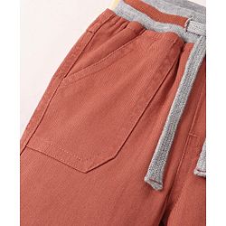 Babyhug Cotton Woven Full Length Trouser Solid Colour with Stretch - Rust