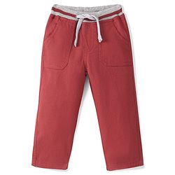 Babyhug Cotton Woven Full Length Trouser Solid Colour with Stretch - Rust