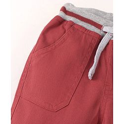 Babyhug Cotton Woven Full Length Trouser Solid Colour with Stretch - Rust