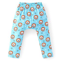 Babyhug Interlock Cotton Knit Full Length Diaper Pants Lion Print Pack of 3 - Multicolor