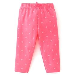 Babyhug Cotton Lycra Full Length Leggings With Text & Floral Print Pack Of 3 - Pink Navy Blue & Green