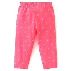 Babyhug Cotton Lycra Full Length Leggings With Text & Floral Print Pack Of 3 - Pink Navy Blue & Green