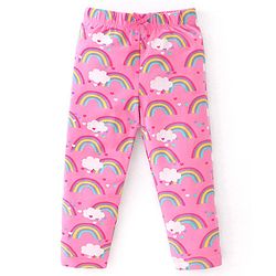 Babyhug Cotton Lycra Knit Full Length Leggings With Strech Heart Print Pack of 3 - Multicolor