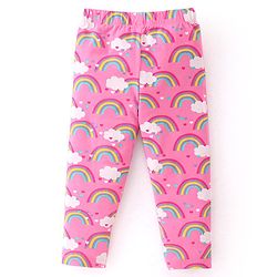 Babyhug Cotton Lycra Knit Full Length Leggings With Strech Heart Print Pack of 3 - Multicolor