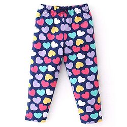 Babyhug Cotton Lycra Knit Full Length Leggings With Strech Heart Print Pack of 3 - Multicolor