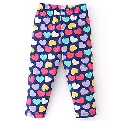 Babyhug Cotton Lycra Knit Full Length Leggings With Strech Heart Print Pack of 3 - Multicolor