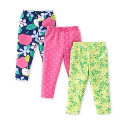 Babyhug Cotton Lycra Knit Stretchable Leggings Floral Print Pack of 3 - Multicolor