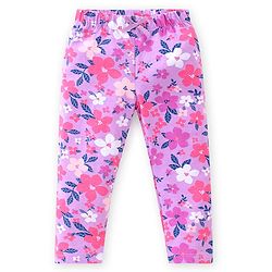 Babyhug Cotton Lycra Knit Full Length Leggings With Strech Floral Print Pack of 3 - Multicolor