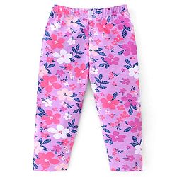 Babyhug Cotton Lycra Knit Full Length Leggings With Strech Floral Print Pack of 3 - Multicolor