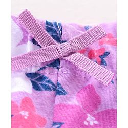 Babyhug Cotton Lycra Knit Full Length Leggings With Strech Floral Print Pack of 3 - Multicolor