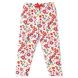 Babyhug Cotton Lycra Full Length Leggings Floral Printed Pack of 3 - Pink & Yellow