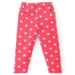 Babyhug Cotton Lycra Full Length Leggings Floral Printed Pack of 3 - Pink & Yellow