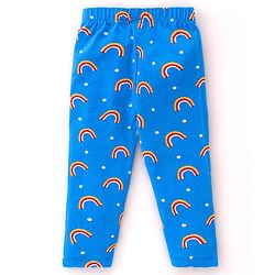 Babyhug Cotton Lycra Knit Full Length Leggings Rainbow Floral & Text  Print Pack of 3 - Blue  & Red