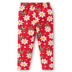 Babyhug Cotton Lycra Knit Full Length Leggings   Floral Print Pack of 3-  Blue Red & Yellow