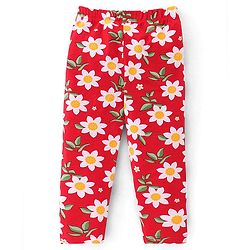 Babyhug Cotton Lycra Knit Full Length Leggings   Floral Print Pack of 3-  Blue Red & Yellow
