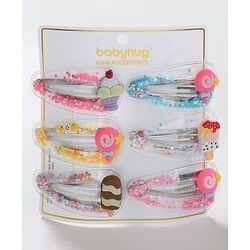 Babyhug Snap Clips Icecream Applique Pack of 6 - Multicolour