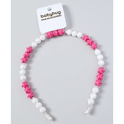 Babyhug Free Size Hair Band with Stars & Beads - Dark Pink