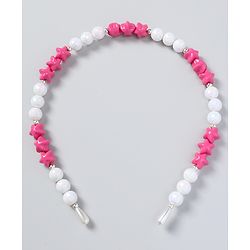 Babyhug Free Size Hair Band with Stars & Beads - Dark Pink