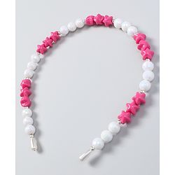 Babyhug Free Size Hair Band with Stars & Beads - Dark Pink