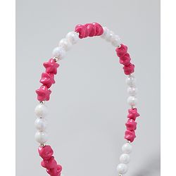 Babyhug Free Size Hair Band with Stars & Beads - Dark Pink