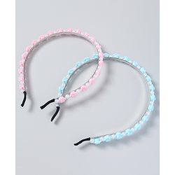 Babyhug Free Size Hair Bands with Flower Applique Pack of 2 - Light Pink & Blue