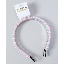 Babyhug Free Size Hair Bands with Flower Applique Pack of 2 - Light Pink & Blue