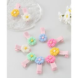 Babyhug Hair Pins And Clips Flower Applique Pack of 10 - Multicolour